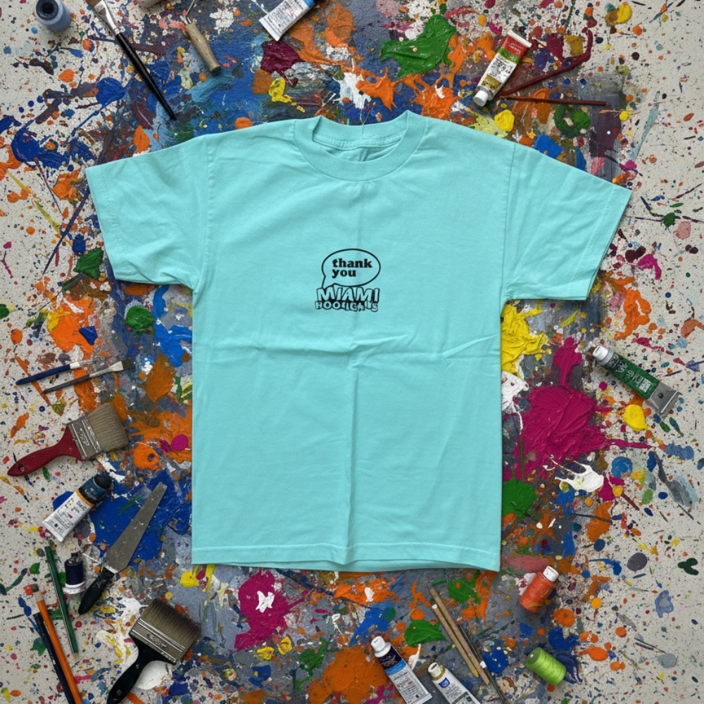 Miami Hooligans Thank You Graphic Tee Aqua Regular